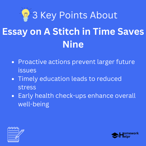 Essay on A Stitch in Time Saves Nine for Studnets and Children