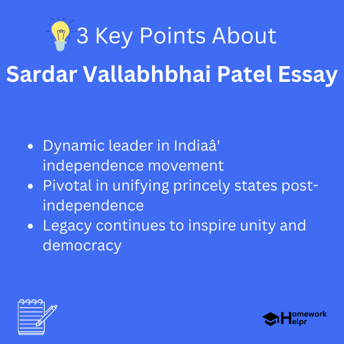 Sardar Vallabhbhai Patel Essay for Students and Children