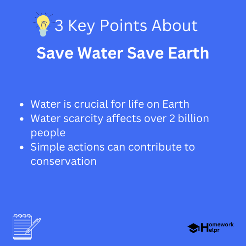 Save Water Save Earth for Students and Children