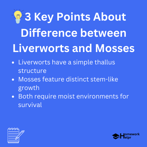 Difference between Liverworts and Mosses