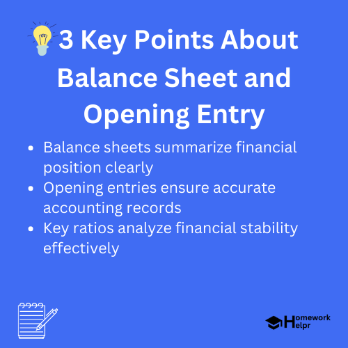 Balance Sheet and Opening Entry