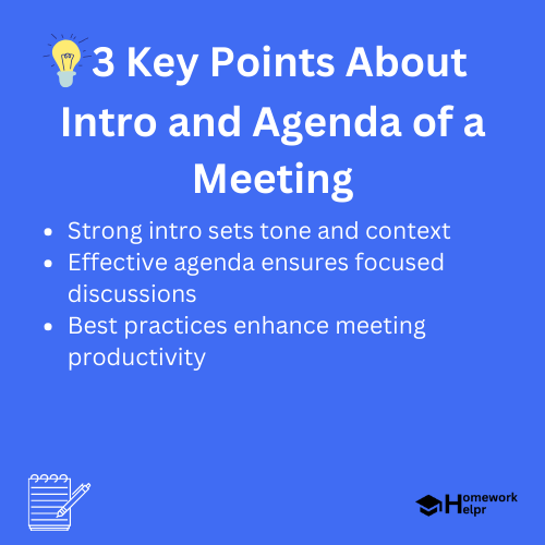 Intro and Agenda of a Meeting