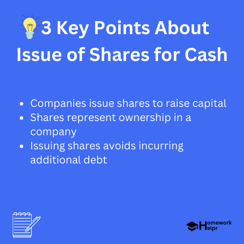 Issue of Shares for Cash