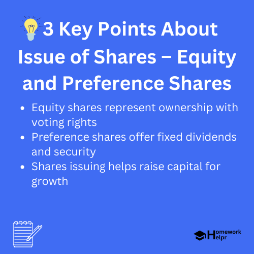 Issue of Shares – Equity and Preference Shares