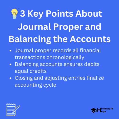 Journal Proper and Balancing the Accounts