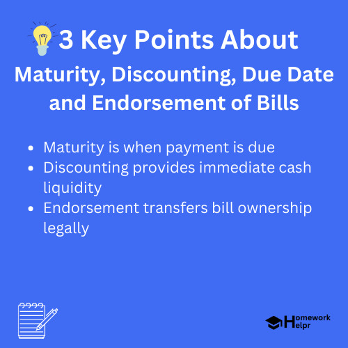 Maturity, Discounting, Due Date and Endorsement of Bills