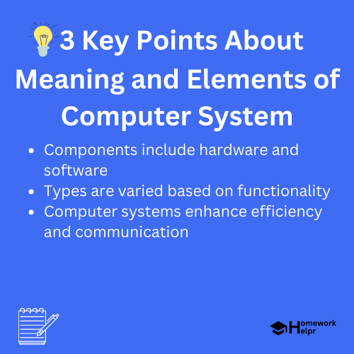 Meaning and Elements of Computer System