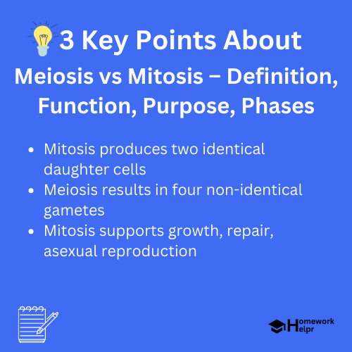 Meiosis vs Mitosis – Definition, Function, Purpose, Phases