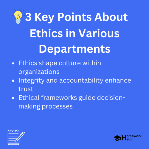 Ethics in Various Departments