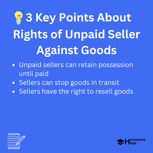 Rights of Unpaid Seller Against Goods