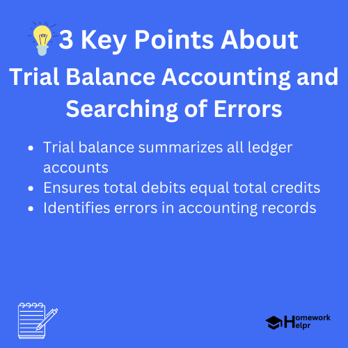 Trial Balance Accounting and Searching of Errors