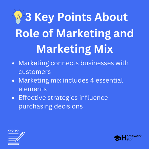 Role of Marketing and Marketing Mix