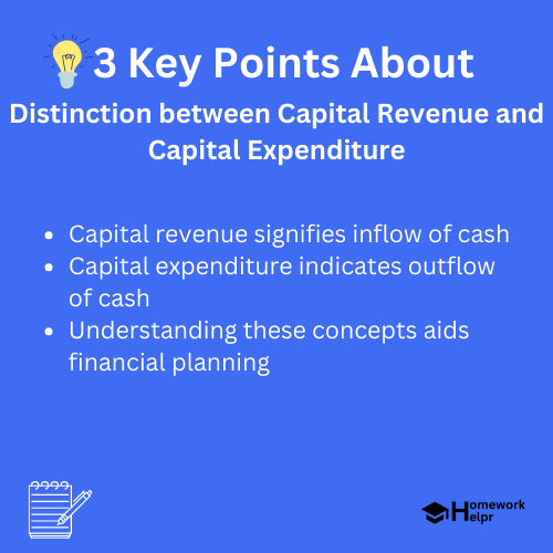 Distinction between Capital Revenue and Capital Expenditure