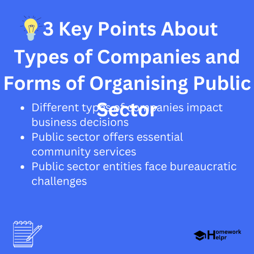 Types of Companies and Forms of Organising Public Sector