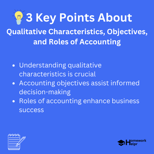 Qualitative Characteristics, Objectives, and Roles of Accounting