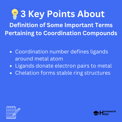 Definition of Some Important Terms Pertaining to Coordination Compounds