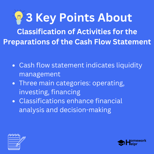 Classification of Activities for the Preparations of the Cash Flow Statement