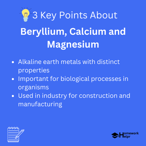 Beryllium, Calcium and Magnesium