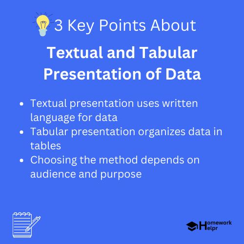 Textual and Tabular Presentation of Data