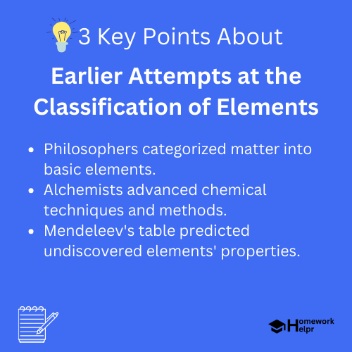 Earlier Attempts at the Classification of Elements