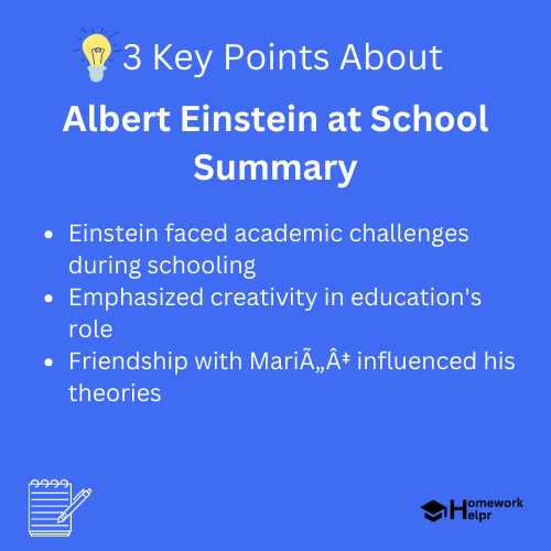 Albert Einstein at School Summary