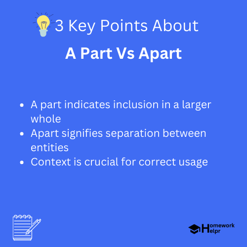 A Part Vs Apart