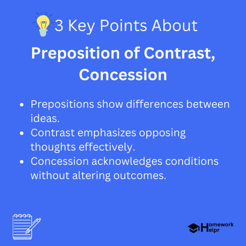 Preposition of Contrast, Concession