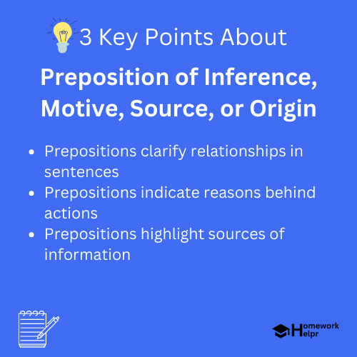 Preposition of Inference, Motive, Source, or Origin