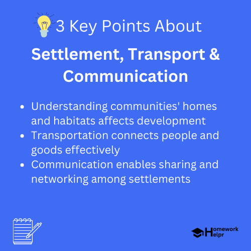 Settlement, Transport & Communication