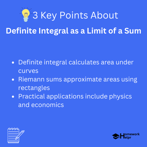 Definite Integral as a Limit of a Sum