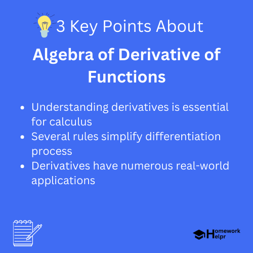 Algebra of Derivative of Functions