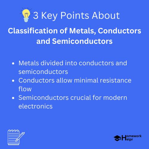 Classification of Metals, Conductors and Semiconductors