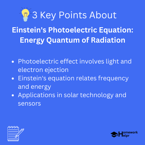 Einstein’s Photoelectric Equation: Energy Quantum of Radiation