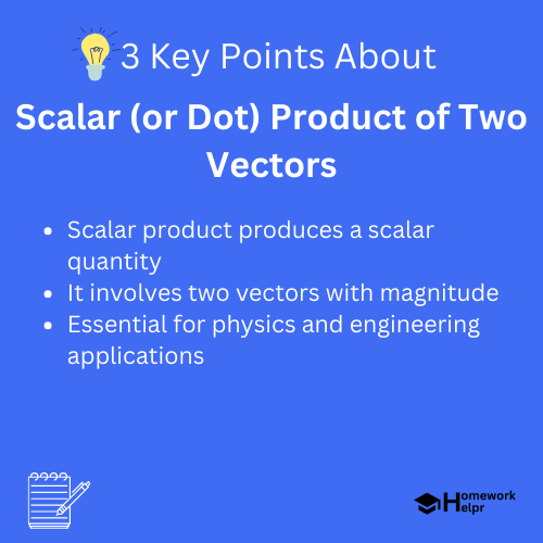 Scalar (or Dot) Product of Two Vectors