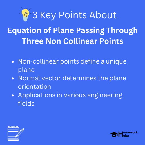 Equation of Plane Passing Through Three Non Collinear Points