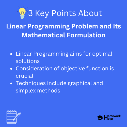 Linear Programming Problem and Its Mathematical Formulation